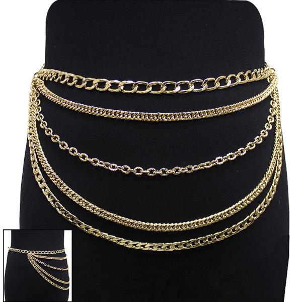 5 LAYERED BELLY CHAIN METAL BELT