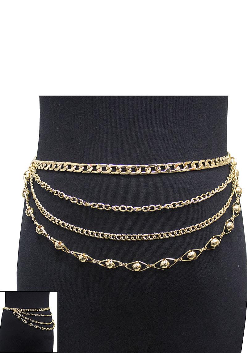 4 LAYERED BELLY CHAIN METAL BELT
