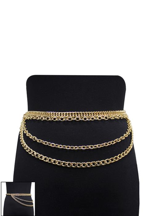 FASHION 4 LAYERED METAL CHAIN WAIST BELLY BELT