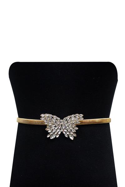 RHINESTONE BUTTERFLY METAL CHAIN STRETCH BELT