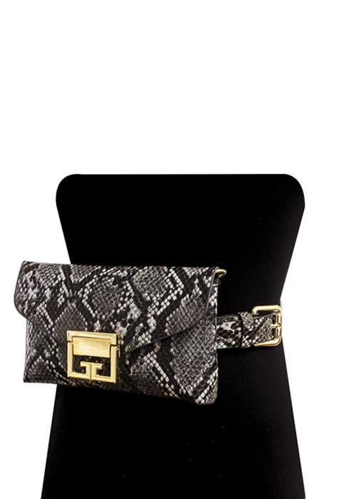 MINI SNAKE SKIN BAG METAL BUCKLE BELT