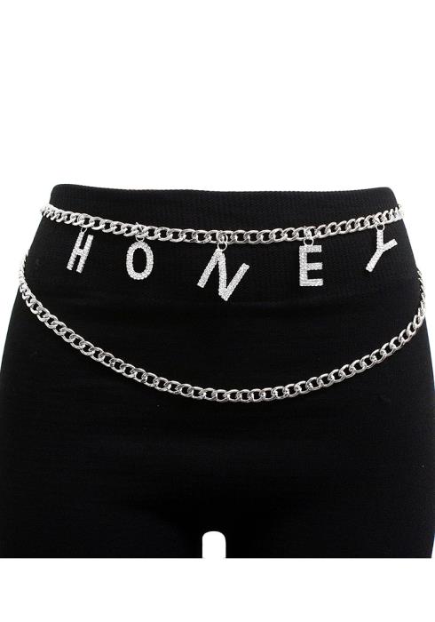 FASHION MULTI RHINESTONE HONEY CHAIN BELT