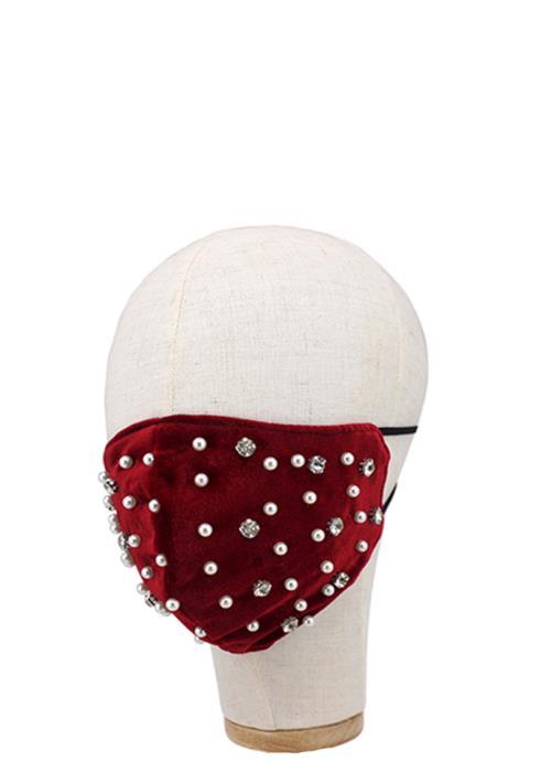 COVID-19 VELVET STONE PEARL STUDDED FACE MASK