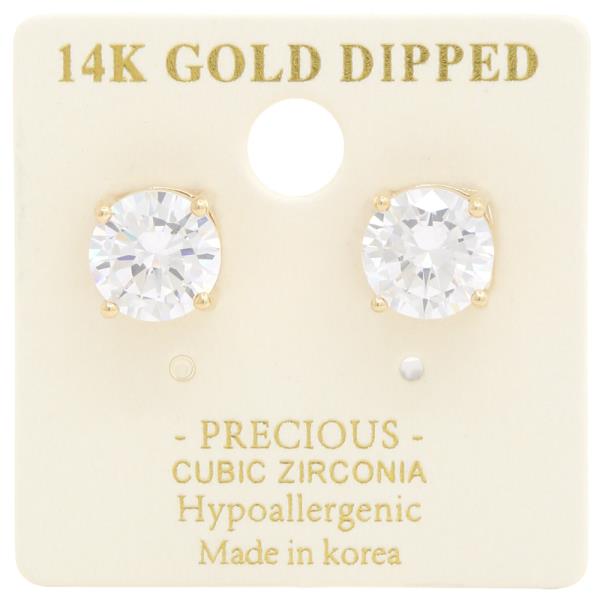 ROUND CRYSTAL 14K GOLD DIPPED EARRING