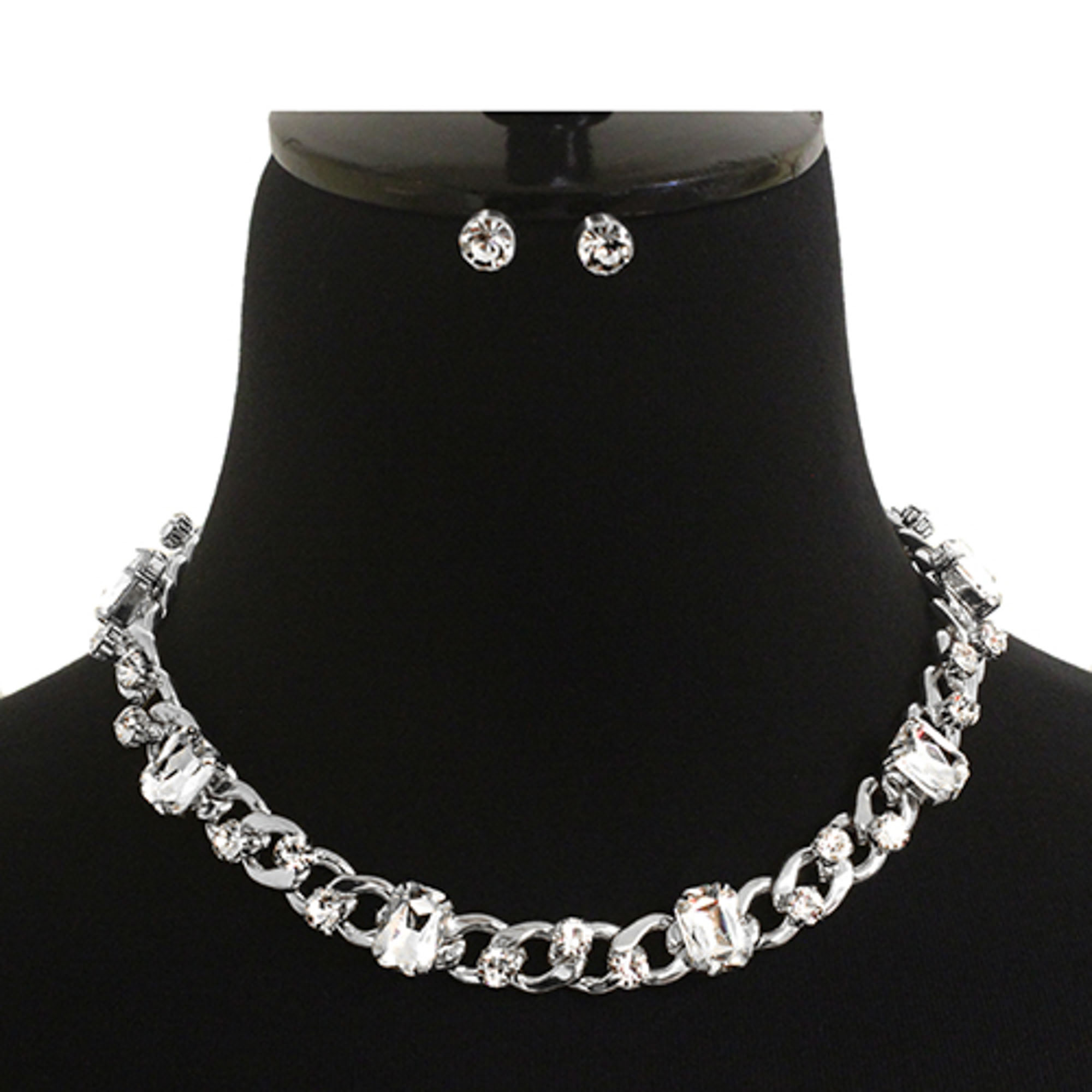 RHINESTONE CUBAN LINK NECKLACE