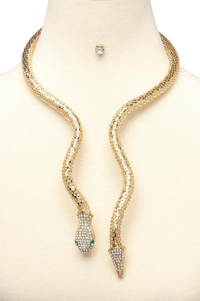 FASHION METAL SNAKE NECKLACE EARRING SET