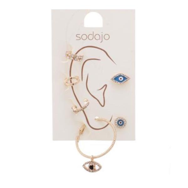 SODAJO EAR CUFF WITH EVIL EYE 6 PC SET EARRING