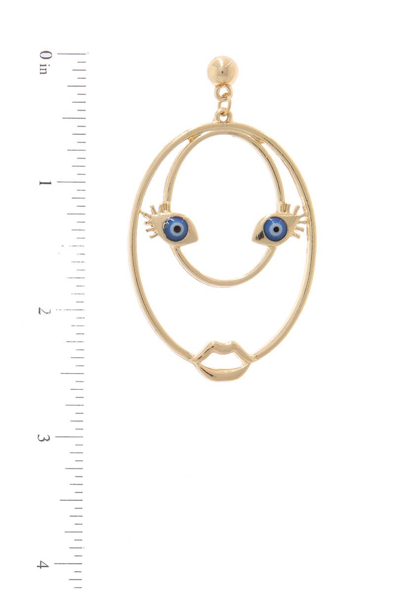 ABSTRACT FACE POST DROP EARRING