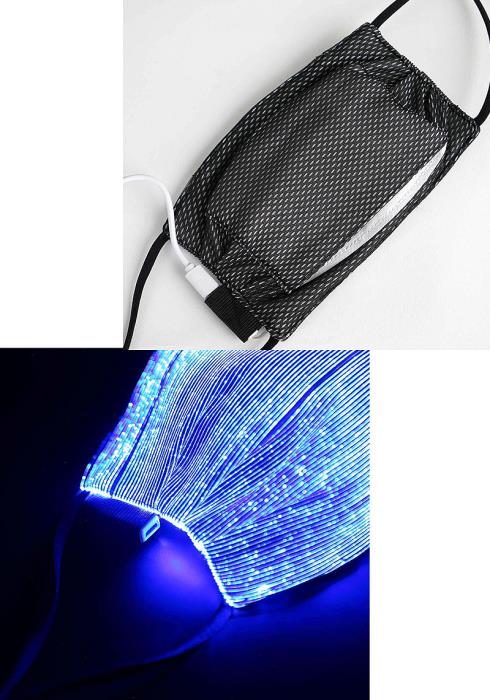 LED LIGHT UP FACE MASK COLOR CHANGING GLOW IN THE DARK WITH FILTER POCKET