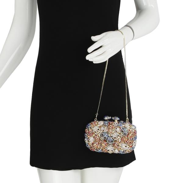 ALL OVER RHINESTONE SPARKLING SKULLS EVENING CROSSBODY BAG