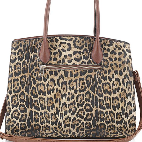 FASHION KEY LOCK LEOPARD PRINTED TOTE BAG