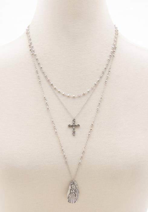 RELIGIOUS CHARMS LAYERED NECKLACE