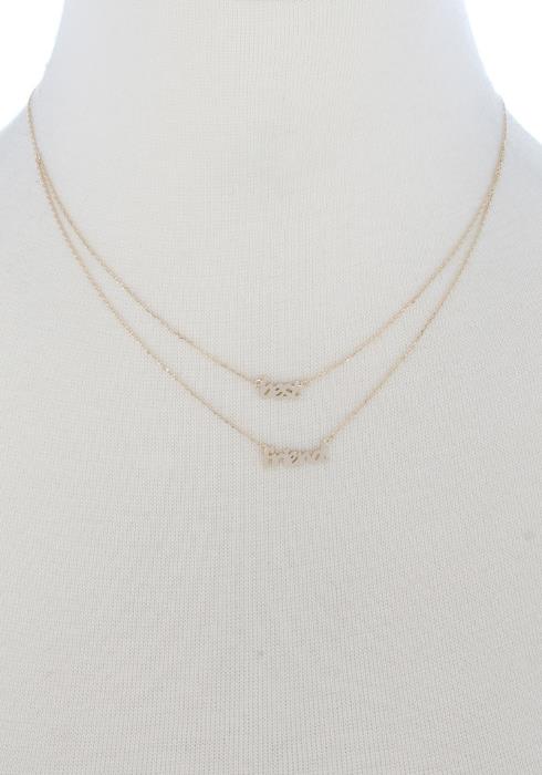 METAL BEST FRIEND PENDANT LAYERED NECKLACE
