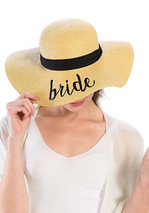 BRIDE EMBROIDERED FLOPPY SUN HAT