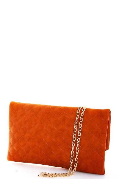 Designer Stitch Foldover Princess Clutch with Chain