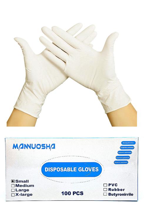 100 PACK DISPOSABLE WHITE LATEX GLOVES