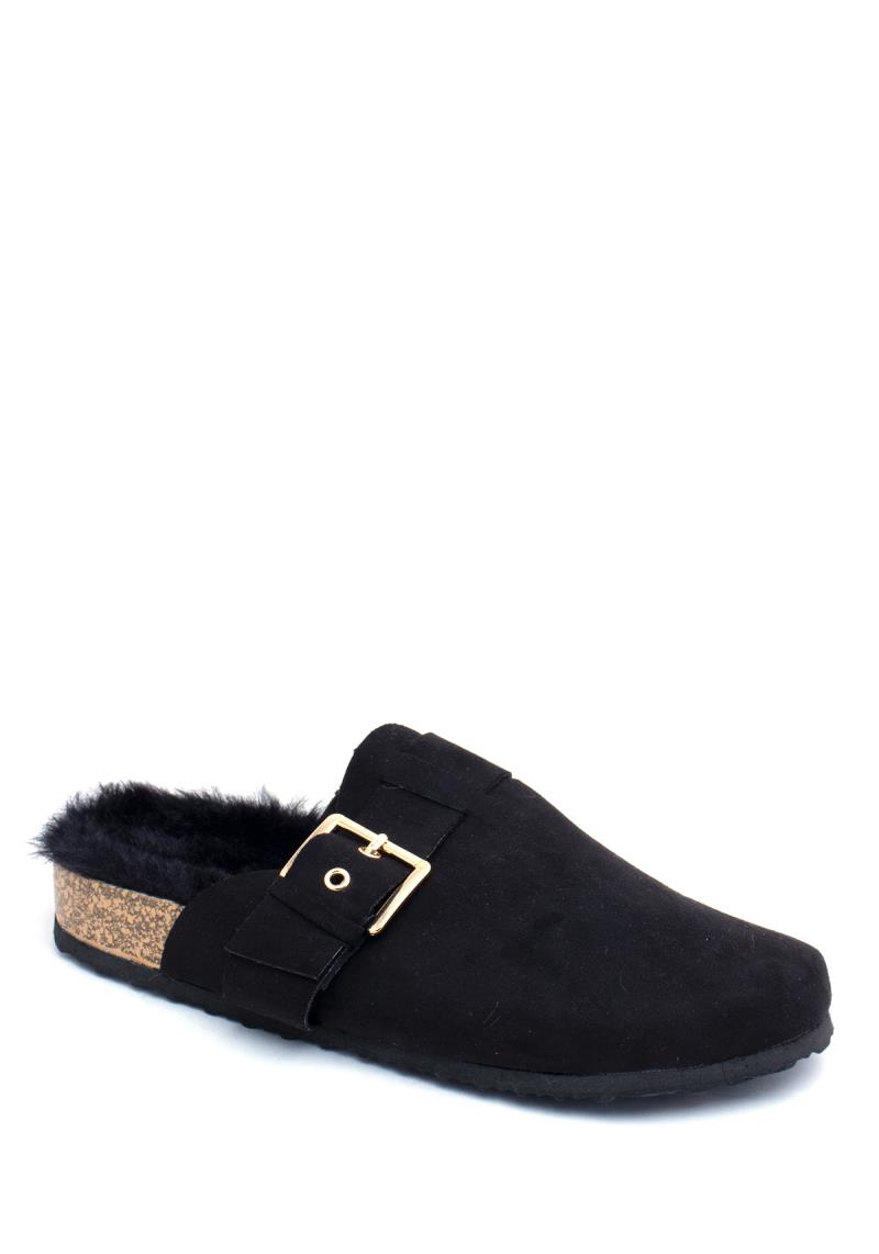 STYLISH BUCKLE FUR SLIPPER 12 PAIRS