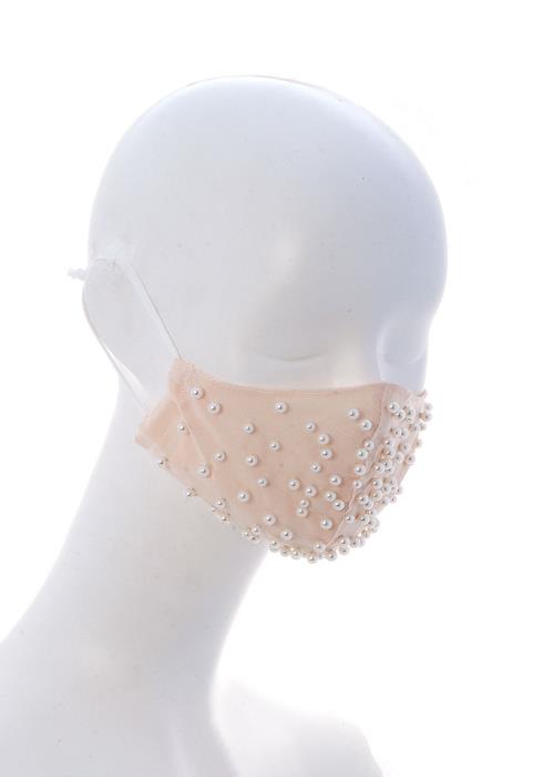 FASHION MULTI PEARL ACCENT FACE MASK WITH FILTER POCKET