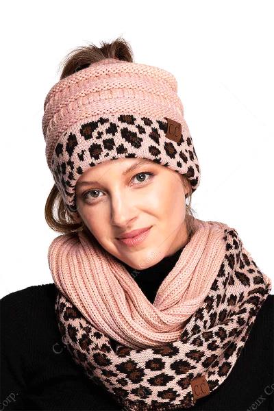 MATCHING CUFF LEOPARD PRINT CC BEANIE TAIL