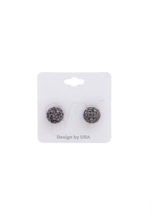 COLOR RHINESTONE STUDDED BALL STUD EARRING