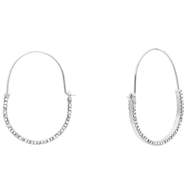 OVAL STONE HOOP EARRING