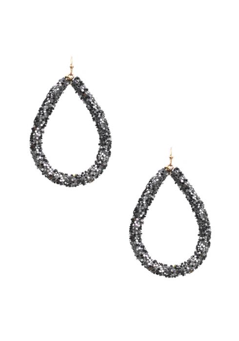 TEARDROP GLITTER HOOK EARRING