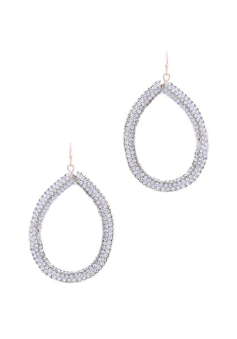 GLITTER STONE TEARDROP HOOK EARRING
