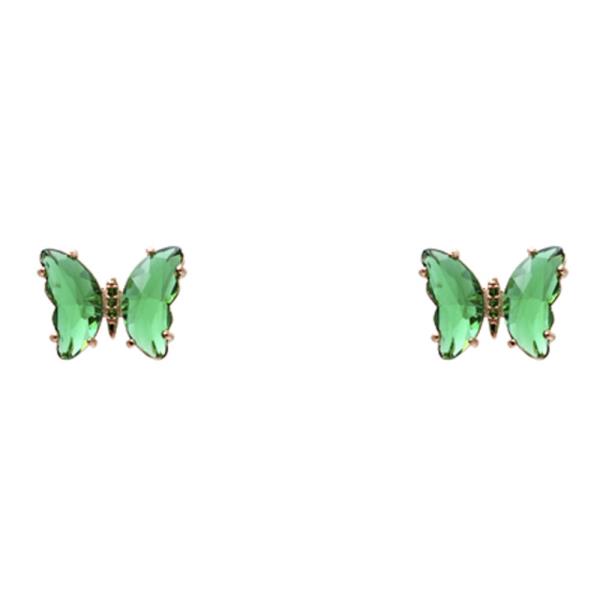 COLOR CLEAR BUTTERFLY STUD EARRING