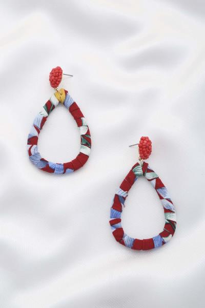 FLORAL PRINT TEARDROP DANGLE EARRING