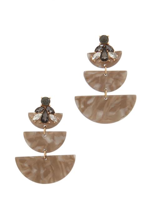 ACETATE HALF CIRCLE LINKED RHINESTONE POST DROP EARRING