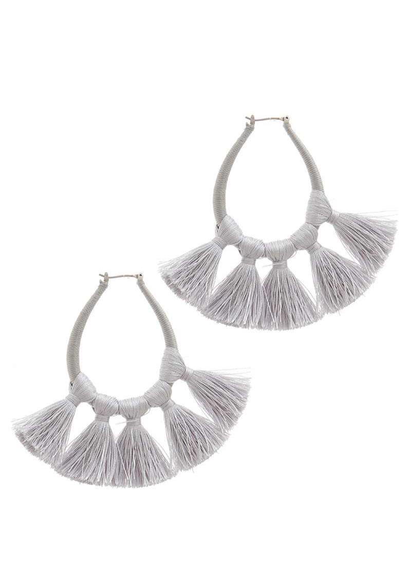 TEARDROP SHAPE TASSEL DROP EARRING