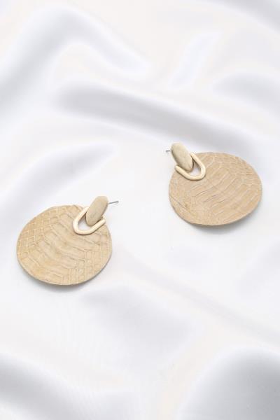 SNAKE PATTERN ROUND LEATHER EARRING
