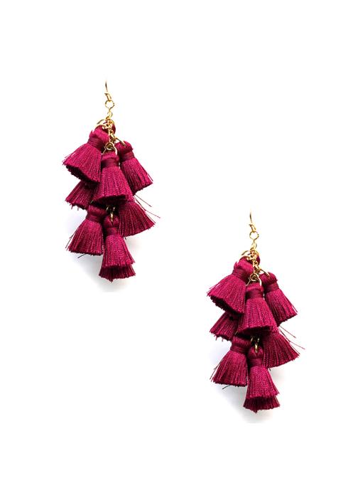 MULTI TASSEL CHAIN LINK DANGLE EARRING
