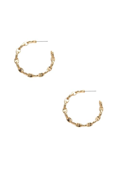 METAL CHAIN OPEN HOOP EARRING