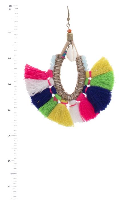 COLORFUL TASSEL COWIRE SHELL EARRING