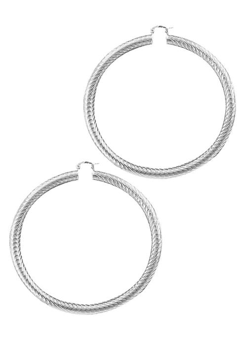 STYLISH SCRETCHED THICK 4 INCH HOOP EARRING