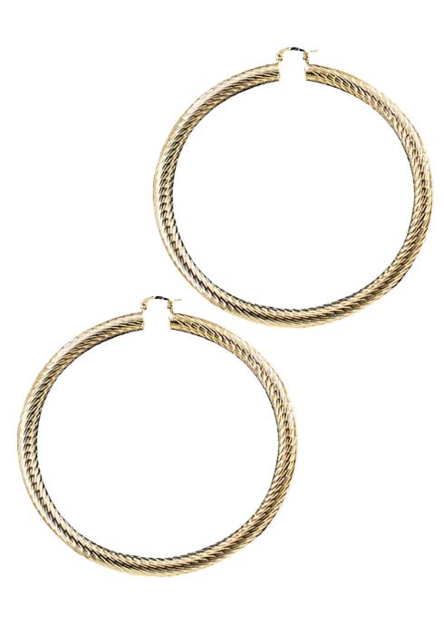 STYLISH SCRETCHED THICK 4 INCH HOOP EARRING