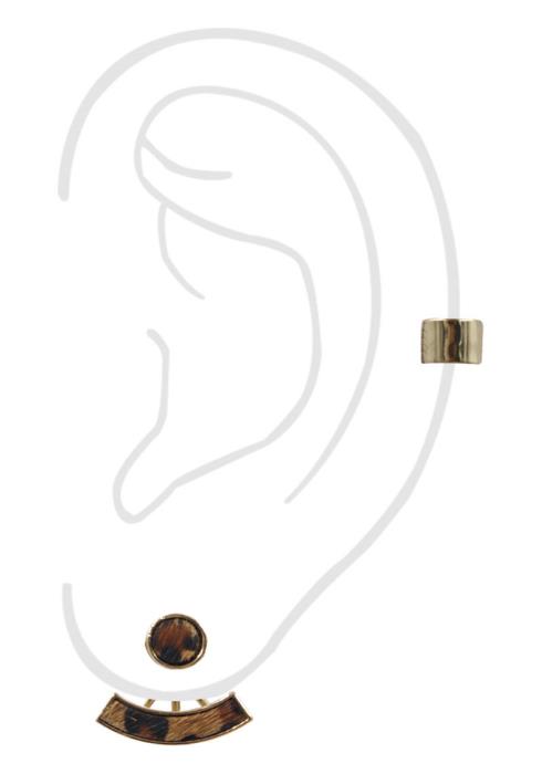 LEOPARD HAIRCALF EARRING EAR CUFF SET