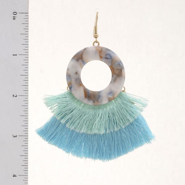 ACETATE CIRCLE FAN TASSEL DANGLE EARRING