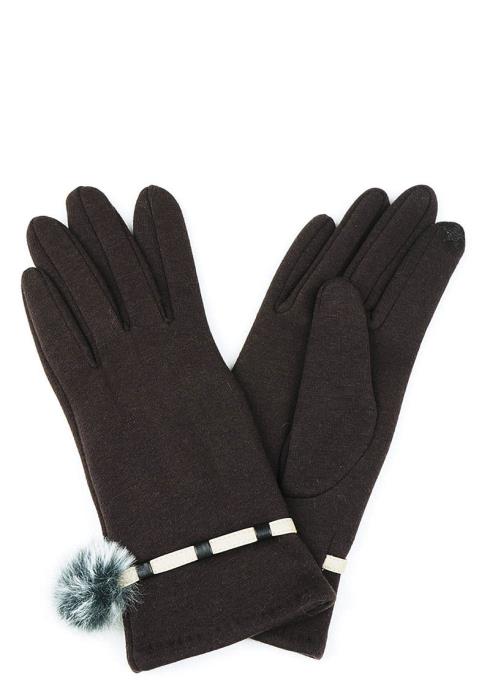 FASHION PU STRAP WITH POMPOM GLOVES