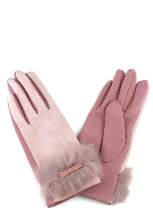 REAL FUR WITH BOW GLOVES