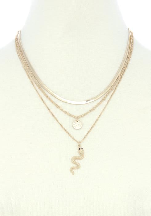 SNAKE CHARM MULTI LAYERED NECKLACE