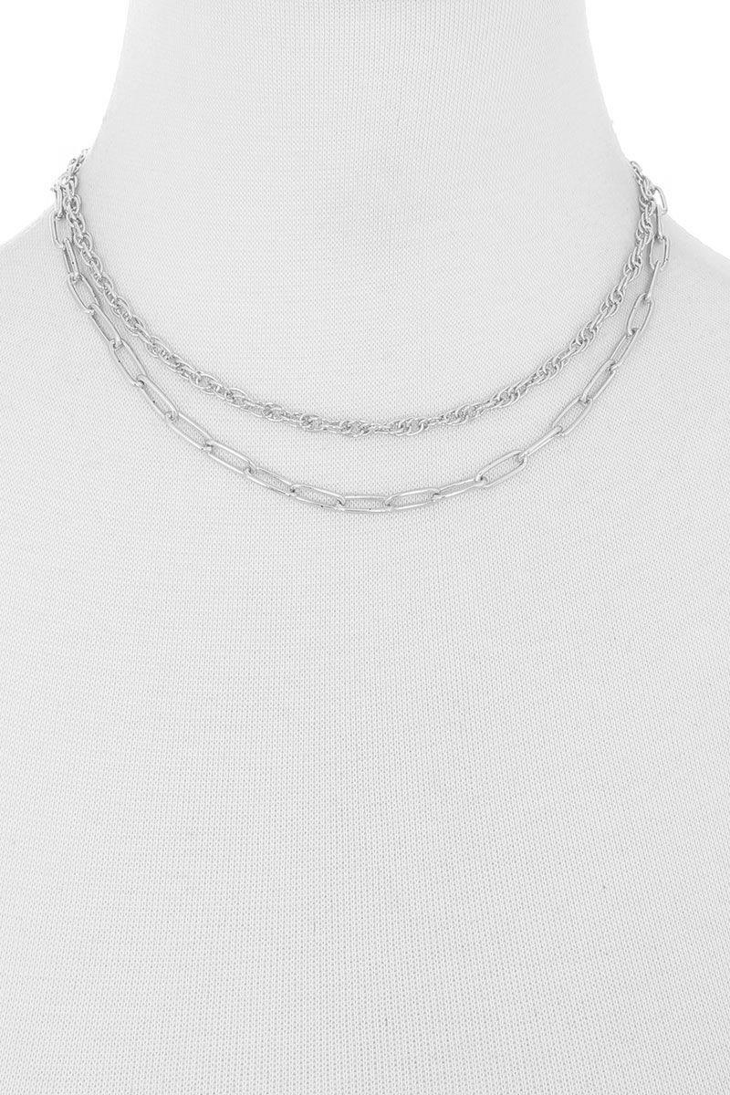 2 LAYERED METAL CHAIN NECKLACE