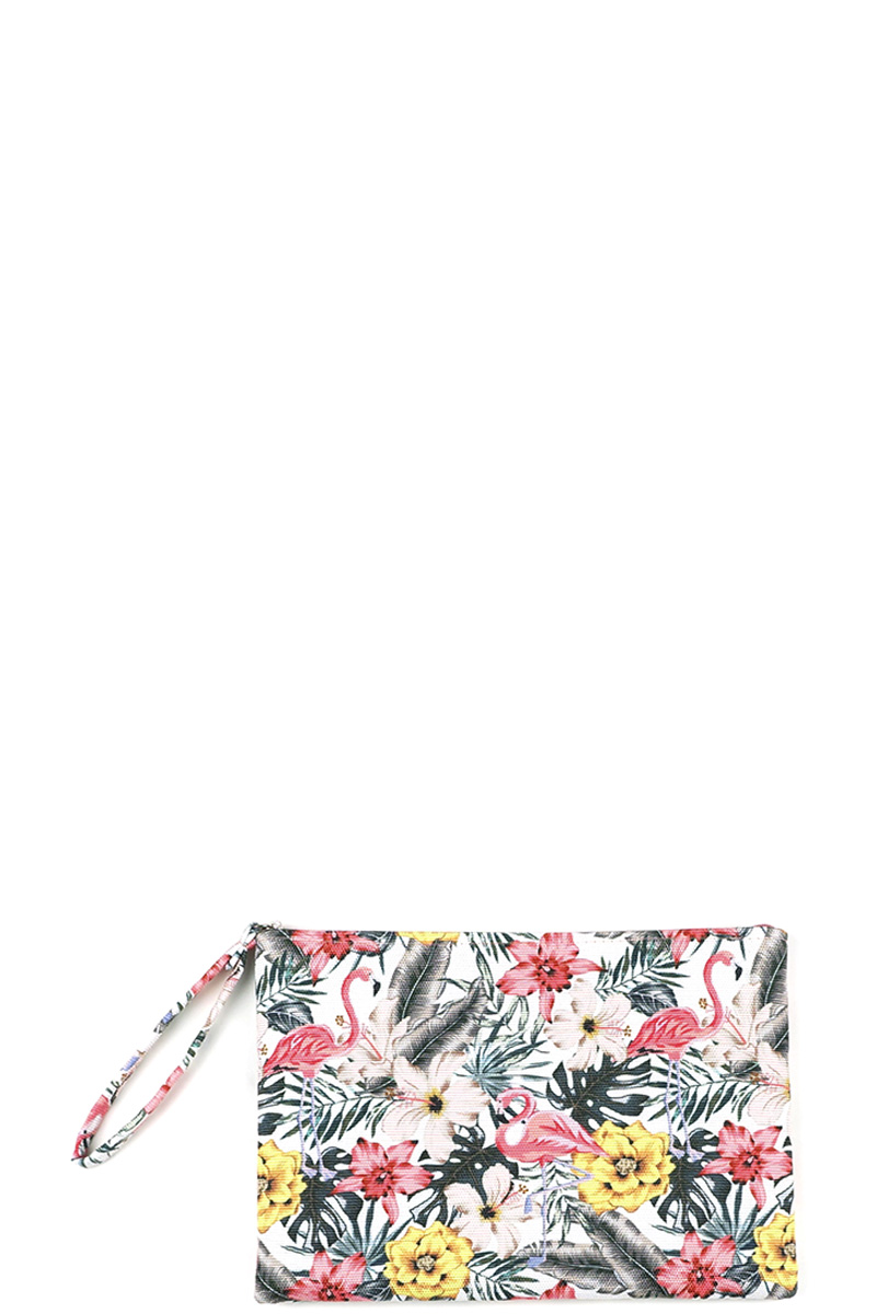 TROPICAL HIBISCUS FLAMING POUCH BAG