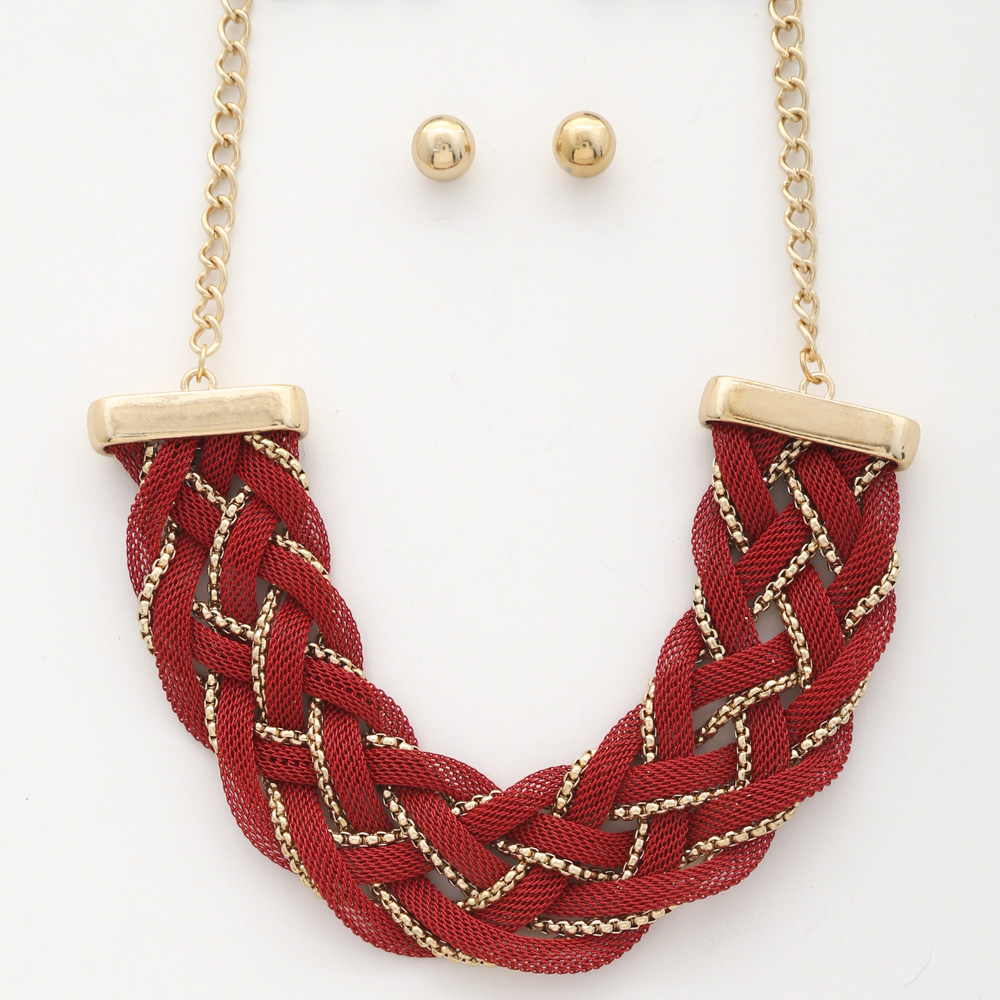 BRAIDED COLOR METAL NECKLACE