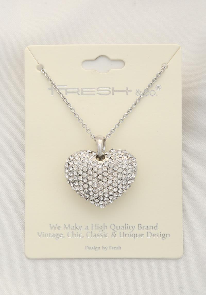 PUFFY HEART CHARM PENDANT NECKLACE