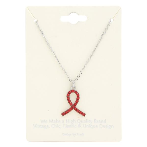 BREAST CANCER RHINESTONE HOPE CHAIN NECKLACE