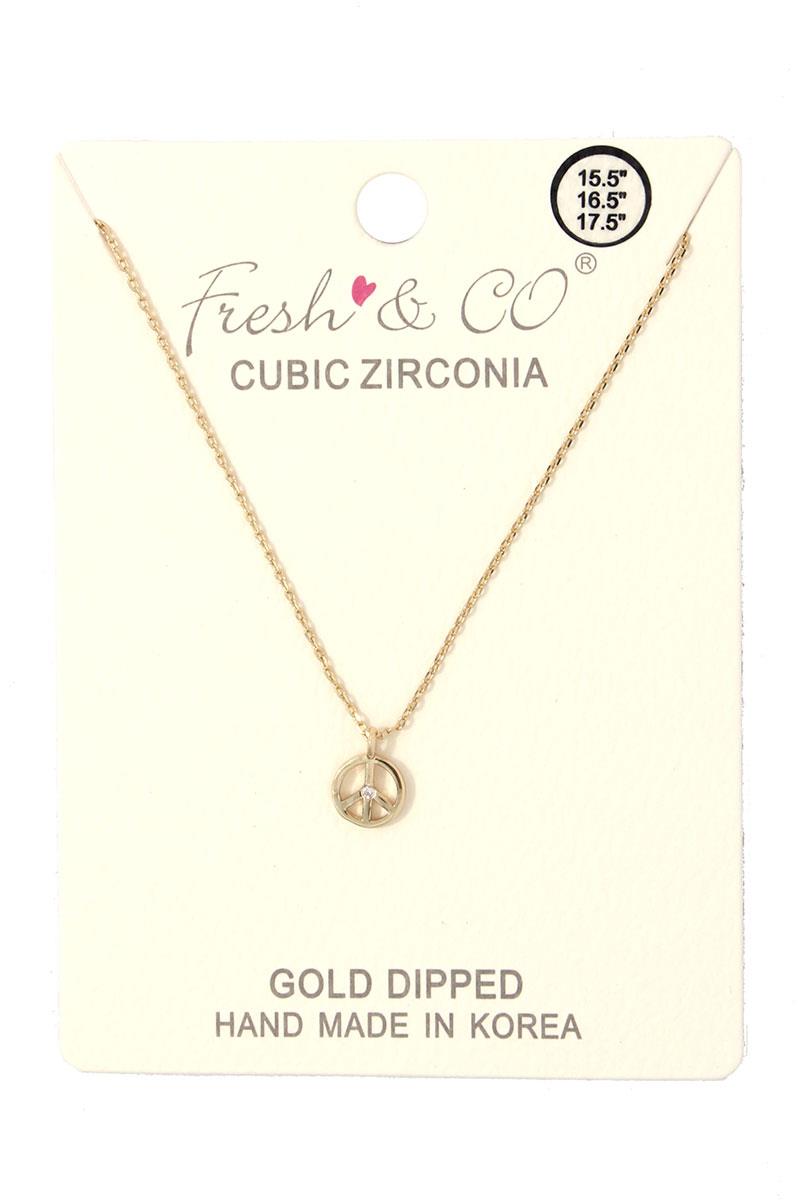 DAINTY PEACE SIGN CHARM NECKLACE