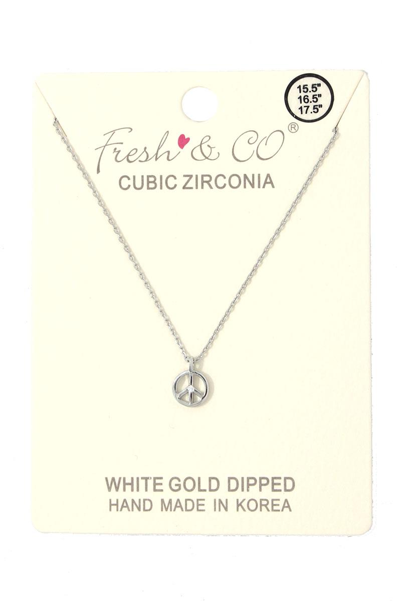 DAINTY PEACE SIGN CHARM NECKLACE