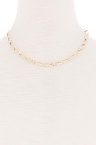 OVAL CHAIN SINGLE METAL NECKLACE